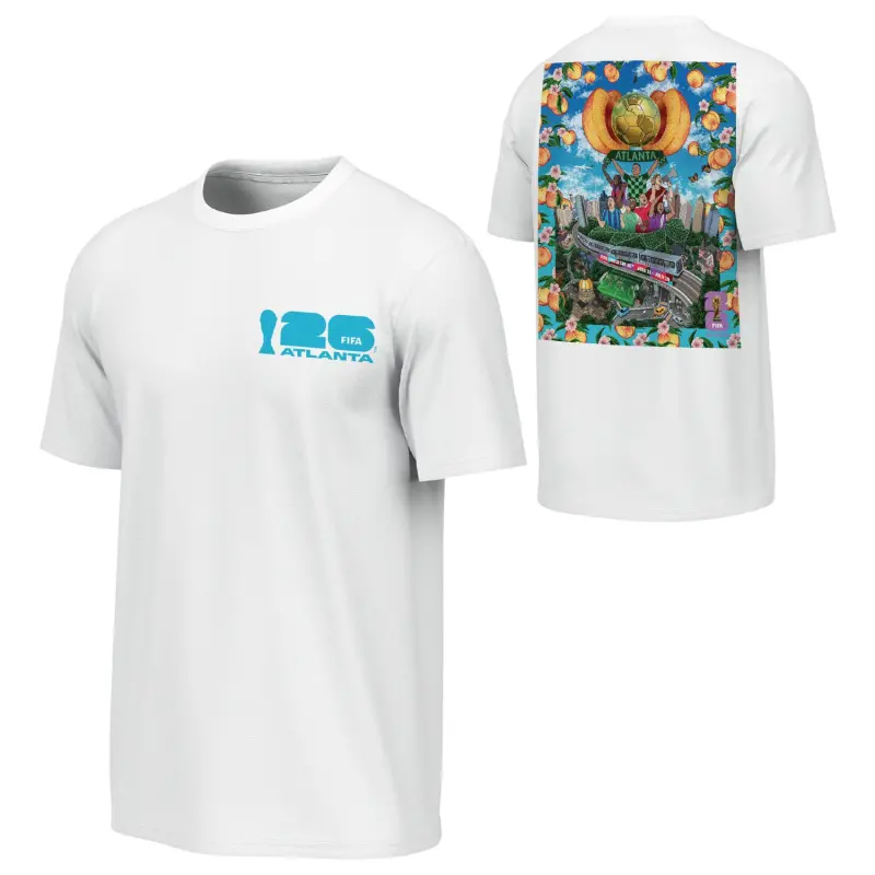 France National Team 2026 World Cup Atlanta Poster White T-Shirt – Unisex – Official World Cup Football Kits