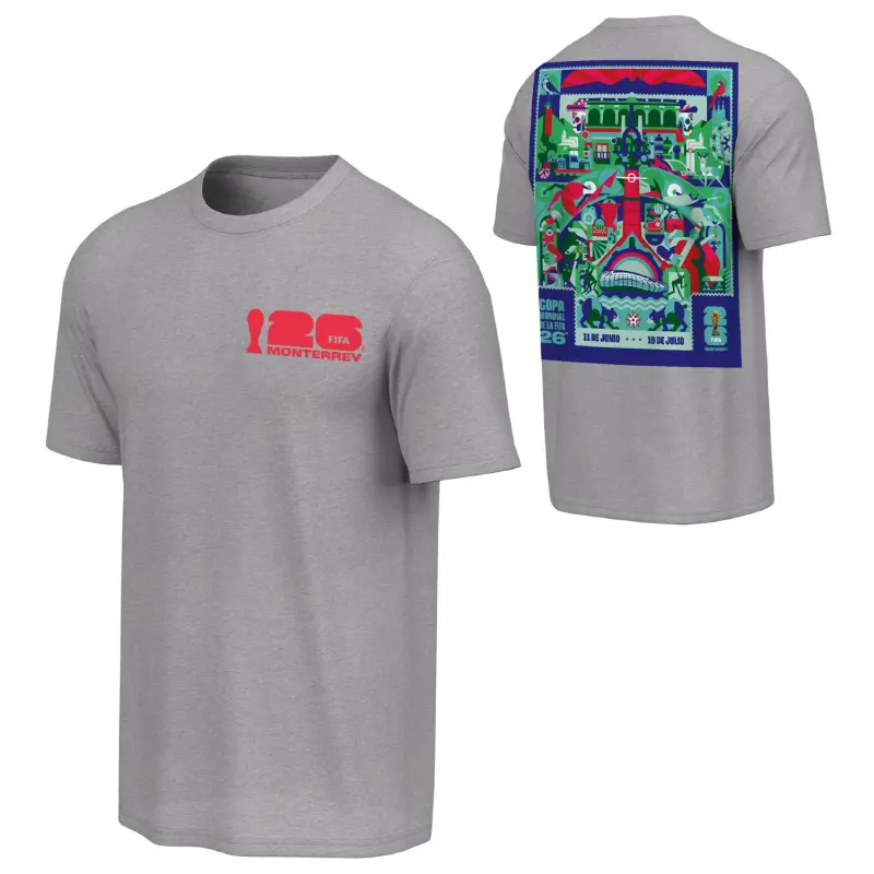 France National Team 2026 World Cup Monterrey Poster Grey T-Shirt [ESP] – Unisex – Official World Cup Football Kits