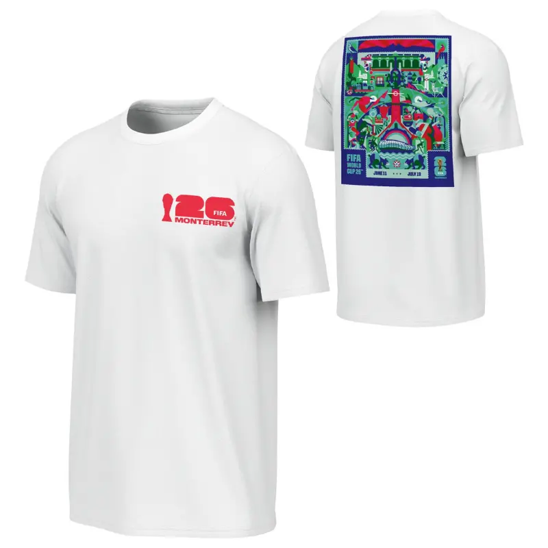 France National Team 2026 World Cup Monterrey Poster White T-Shirt [ENG] – Unisex – Official World Cup Football Kits