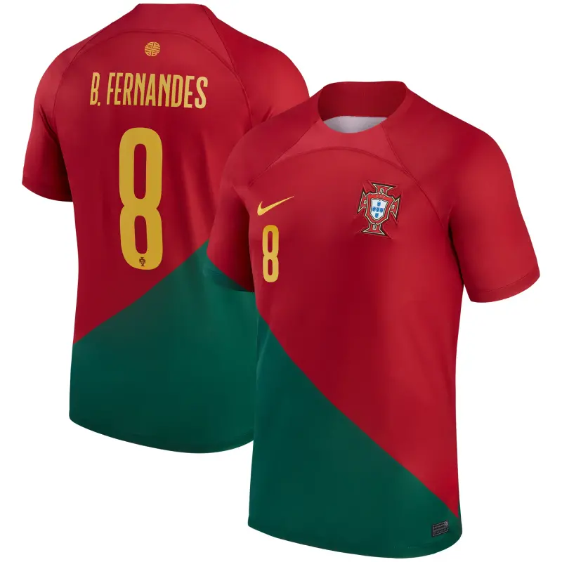 France National Team Bruno Fernandes Portugal National Team Nike 2022/23 Home Breathe Stadium Replica Player Jersey – Red – Official World Cup Football Kits