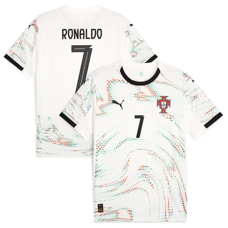 France National Team Cristiano Ronaldo Portugal National Team Puma 2025 Away Replica Jersey – White – Official World Cup Football Kits
