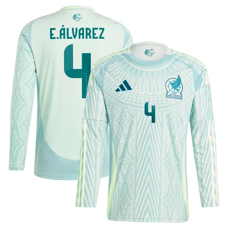 France National Team Edson Alvarez Mexico National Team adidas 2024 Away Replica Player Long Sleeve Jersey – Green – Official World Cup Football Kits