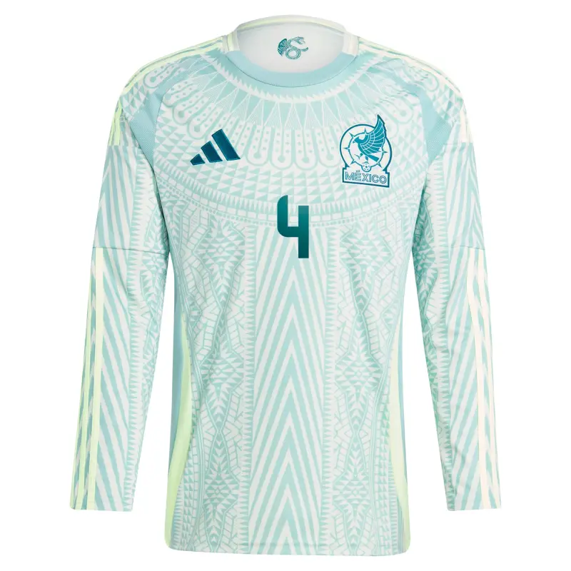 France National Team Edson Alvarez Mexico National Team adidas 2024 Away Replica Player Long Sleeve Jersey – Green – Official World Cup Football Kits