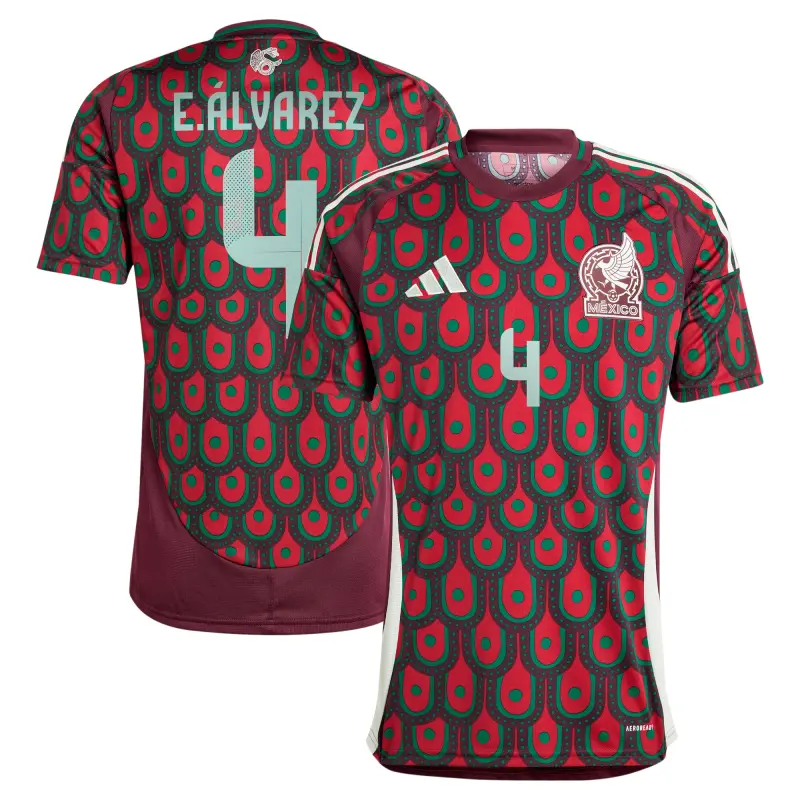 France National Team Edson Alvarez Mexico National Team adidas 2024 Home Replica Player Jersey – Burgundy – Official World Cup Football Kits
