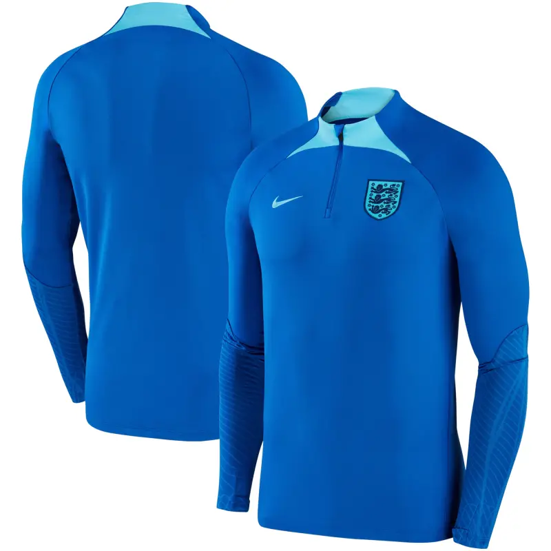 France National Team England National Team Nike 2022 Strike Drill Performance Raglan Quarter-Zip Long Sleeve Top – Blue – Official World Cup Football Kits