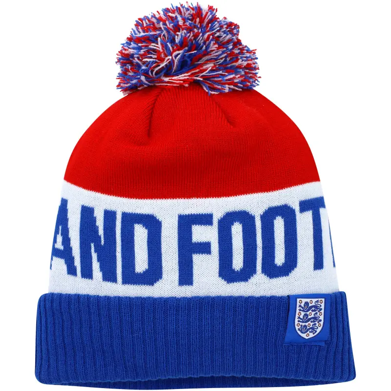 France National Team England National Team Nike Classic Stripe Cuffed Knit Hat with Pom – Blue/Red – Official World Cup Football Kits