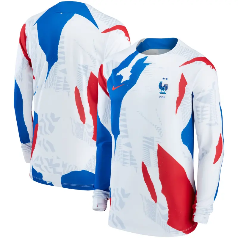 France National Team France National Team Nike Pre-Match Long Sleeve Top – White – Official World Cup Football Kits