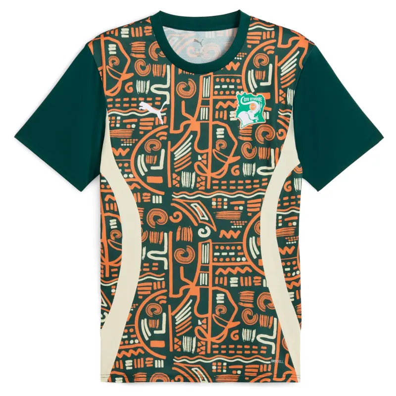France National Team Ivory Coast National Team Puma 2025 Pre-Match Jersey – Green – Official World Cup Football Kits