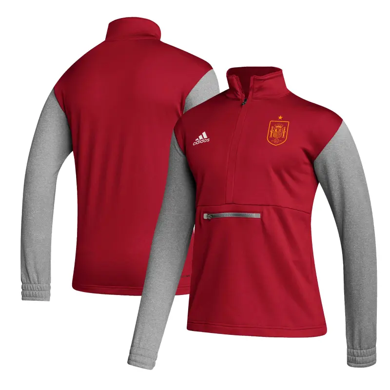France National Team Spain National Team adidas Crest Long Sleeve Half-Zip Top – Red – Official World Cup Football Kits
